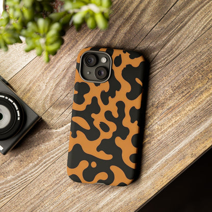 Leopard Print Phone Case — Orange & Black Tough Pattern Protective Cover