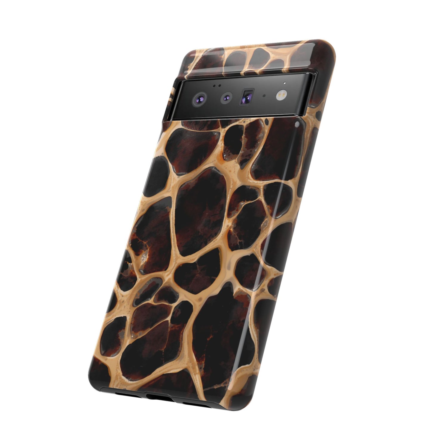 Phone Case — Brown Leather Dot Texture Rugged Protective Cover