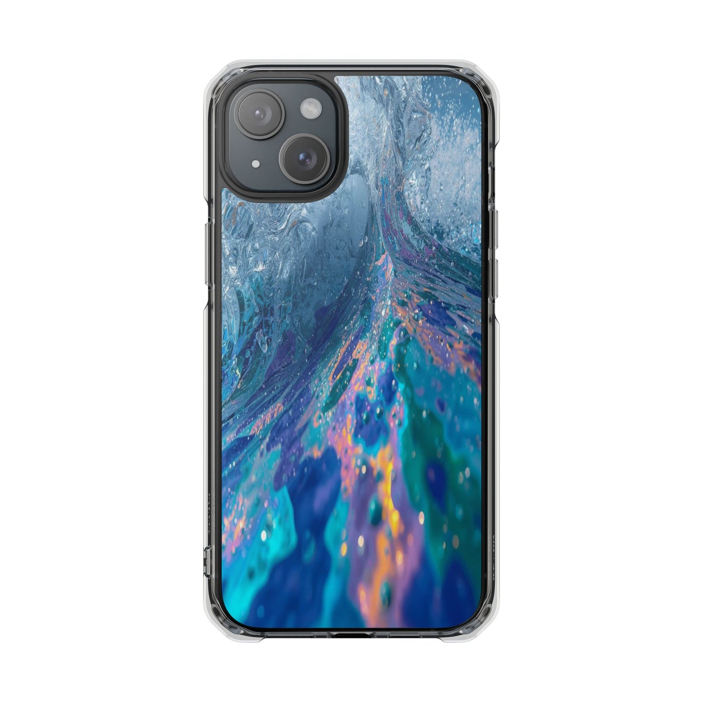 Clear Magnetic Impact Phone Case — Blue Ocean Abstract Design