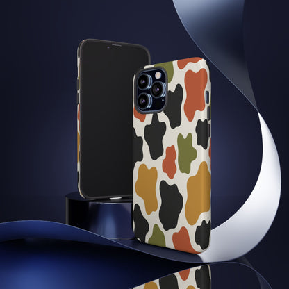 Camouflage Pattern Tough Phone Case – Retro Olive, Rust & Mustard Protective Cover