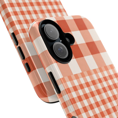 Buffalo Check Tough Phone Case — Orange Gingham Protective Cover
