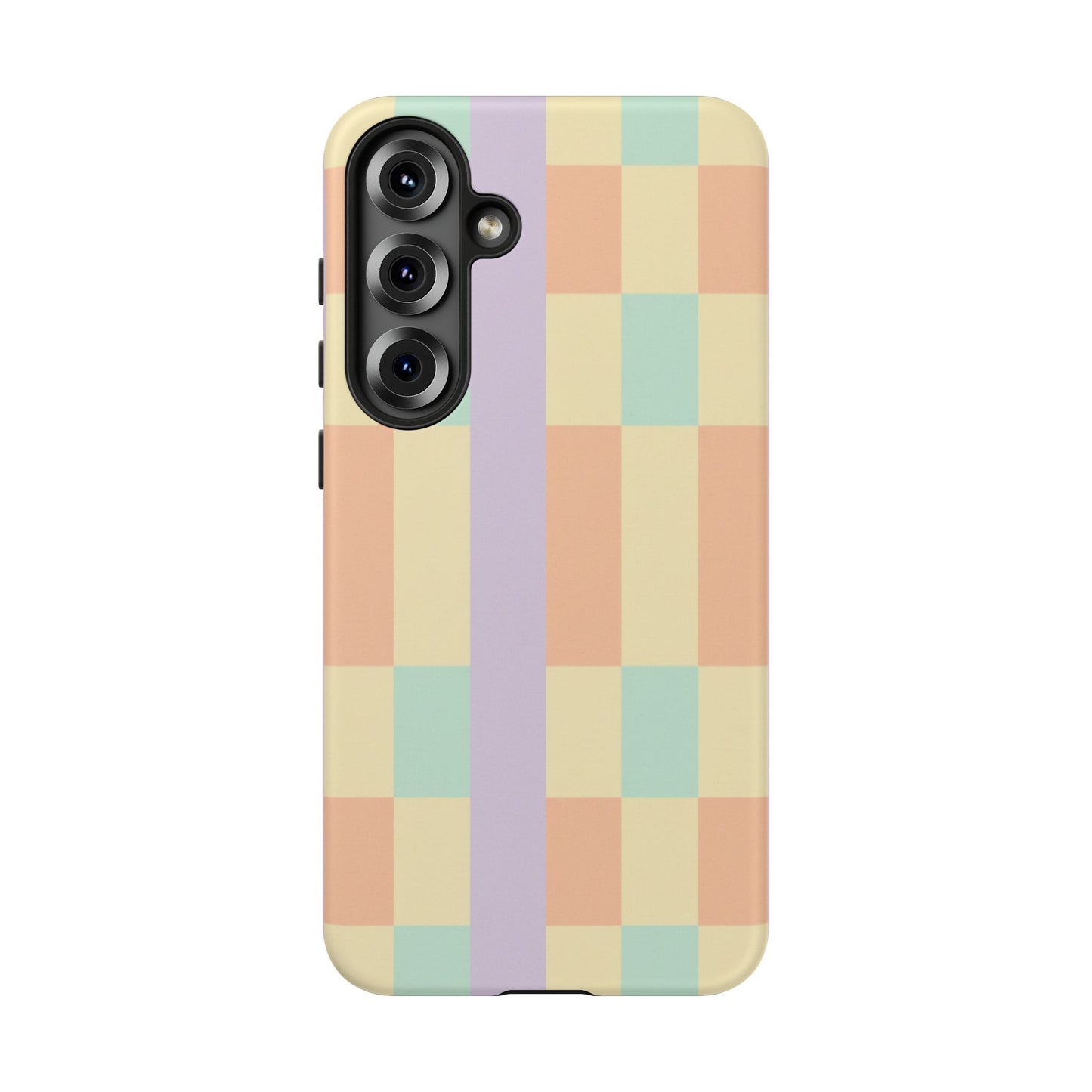 Pastel Checkered Phone Case — Retro Stripe Tough Case