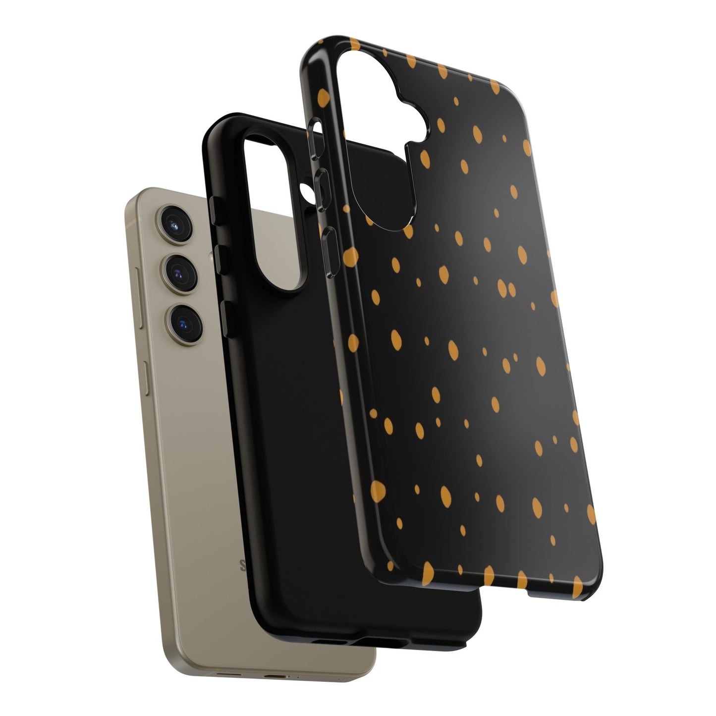 Black & Gold Dot Tough Phone Case — Protective Sparkle Pattern