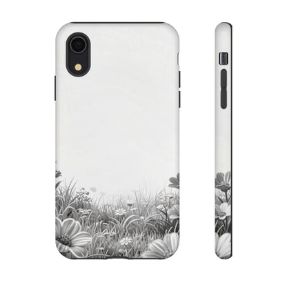 Butterfly Floral Tough Phone Case – Monochrome Garden Protection