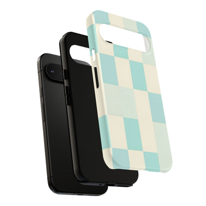 Pastel Checkerboard Tough Case – Mint & Cream Protective Phone Cover