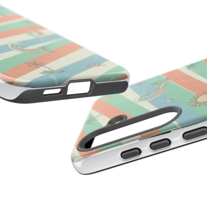 Surf Stripe Tough Phone Case — Retro Beach Waves Pattern