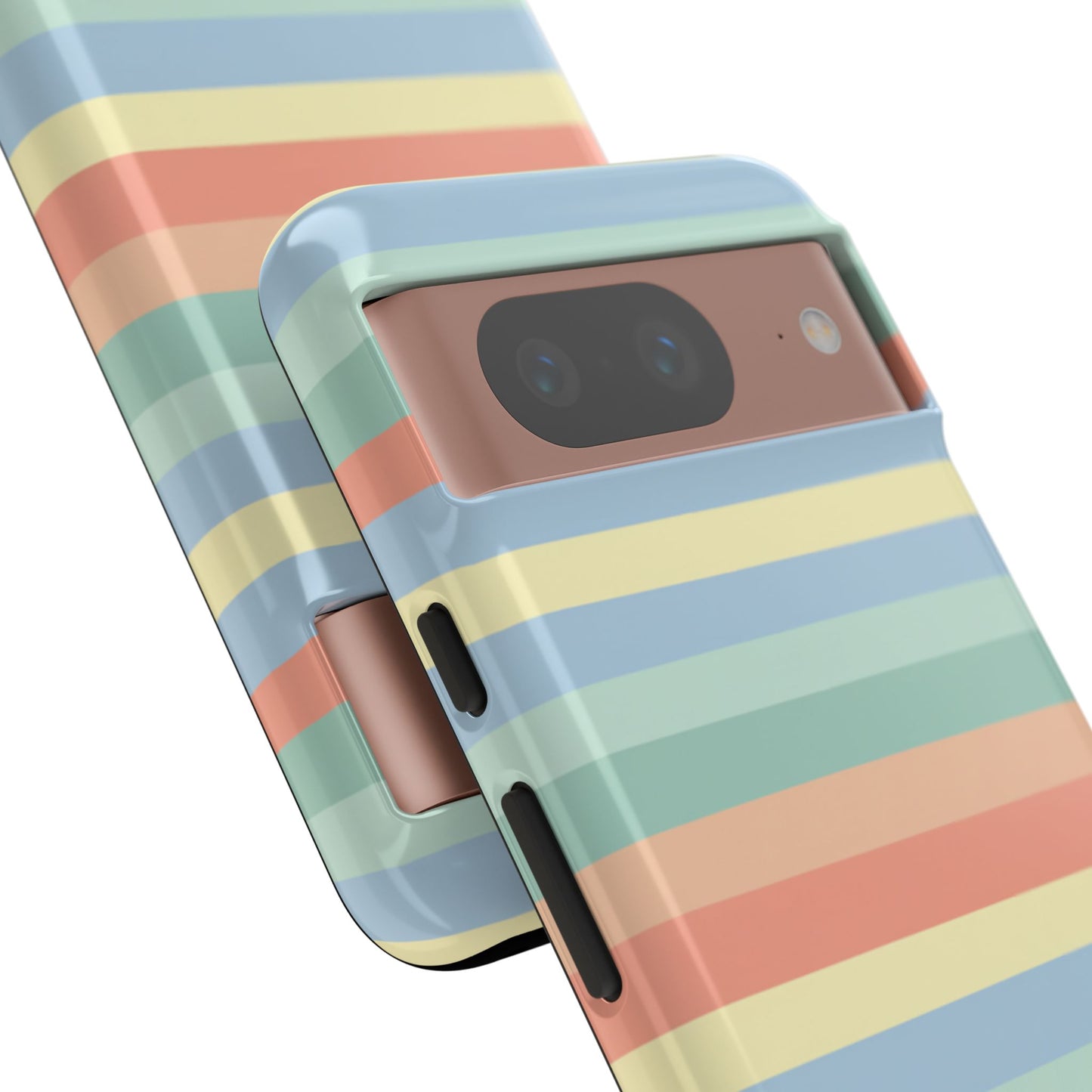 Pastel Striped Phone Case — Retro Horizontal Multi-Color Tough Case