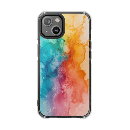 Clear Impact Phone Case — Rainbow Watercolor Splash Magnetic Compatible
