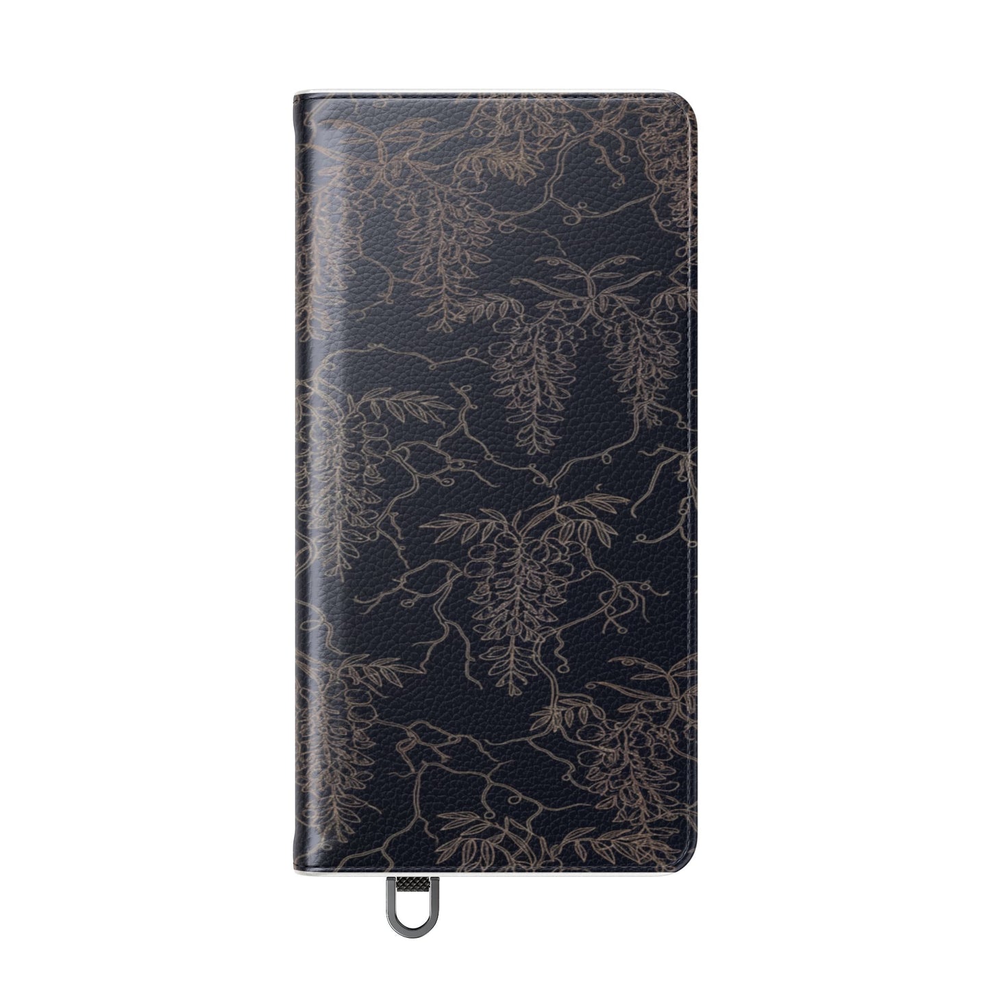 Botanical Noir Flip Phone Case — Dark Floral Wallet Cover with Card Slots
