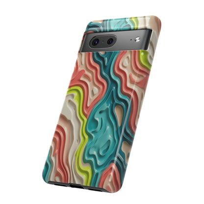 Abstract Contour Phone Case — Colorful Topographic Pattern Tough Case