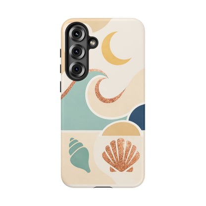 Sea Breeze Tough Phone Case — Retro Waves & Shells Design