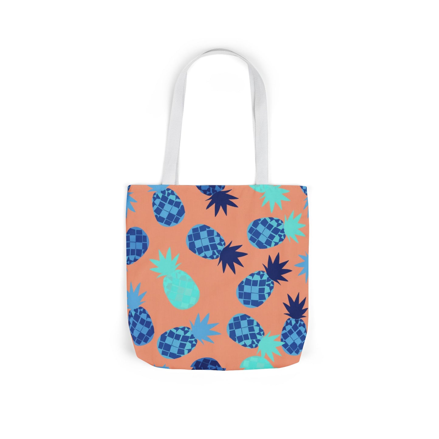 Tropical Pineapple Canvas Tote Bag — Coral & Teal Patterned Beach Market Bag