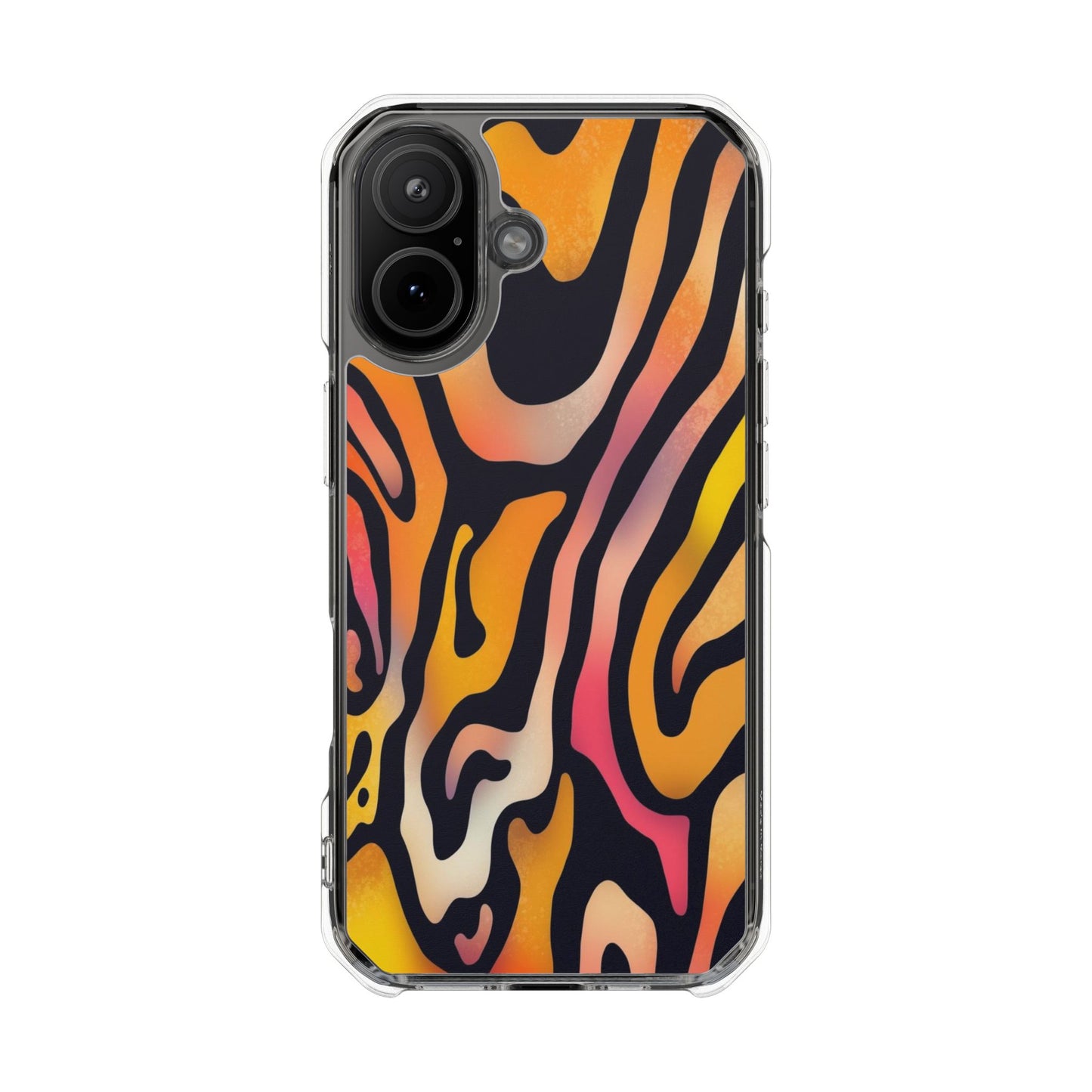 Clear Impact Phone Case — Vibrant Orange Zebra Pattern (Magnetic Compatible)