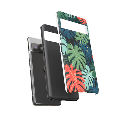 Tropical Monstera Phone Case — Colorful Leaf Protective Tough Case