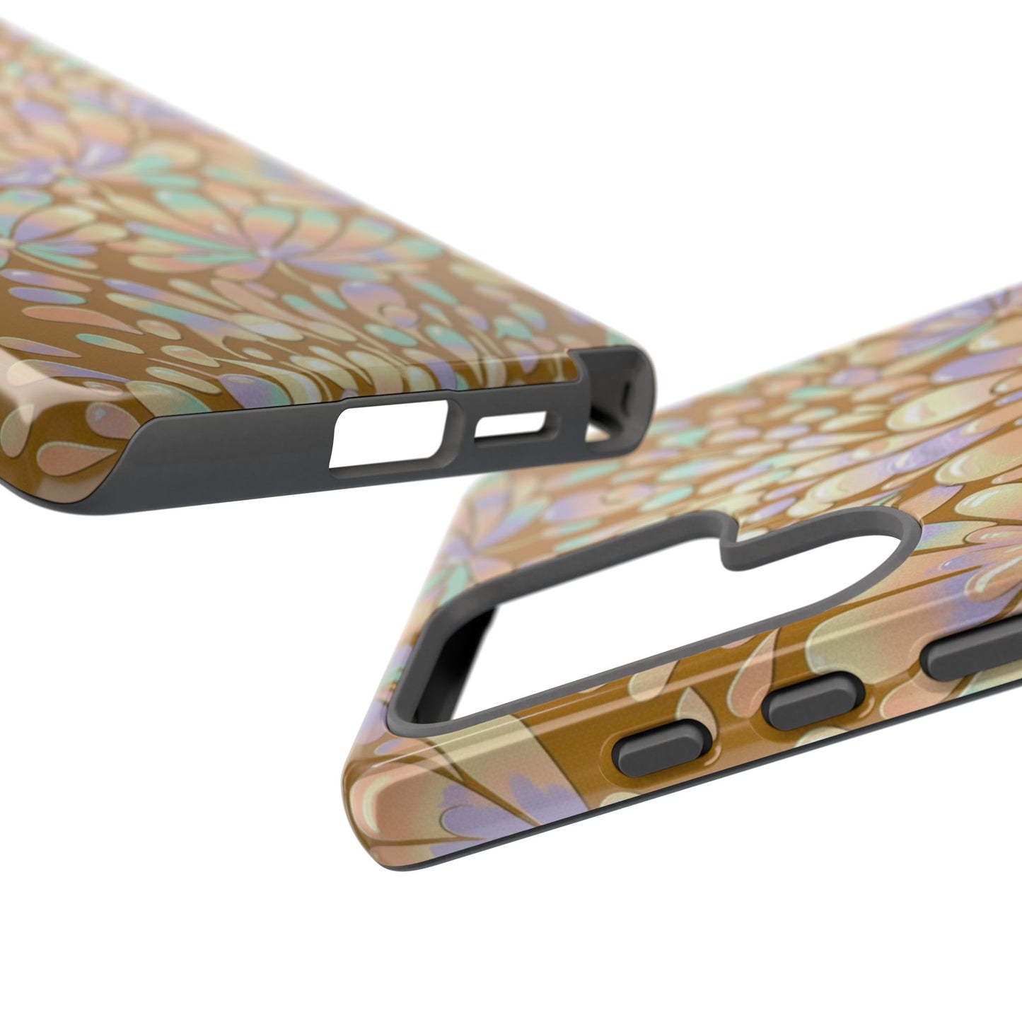 Floral Burst Tough Phone Case – Gold Pastel Botanical Protection