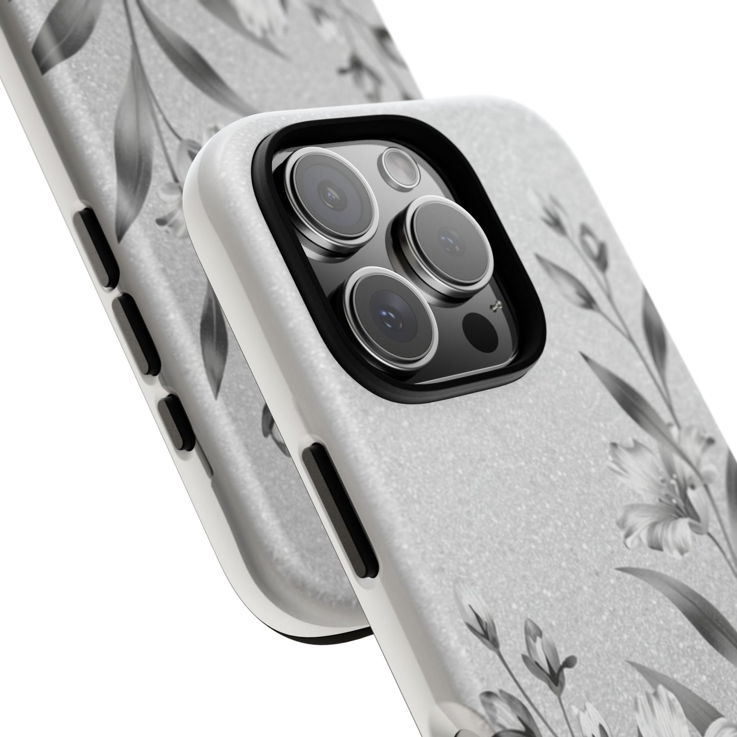 Floral Monochrome Phone Case — Elegant Black & White Lily Design