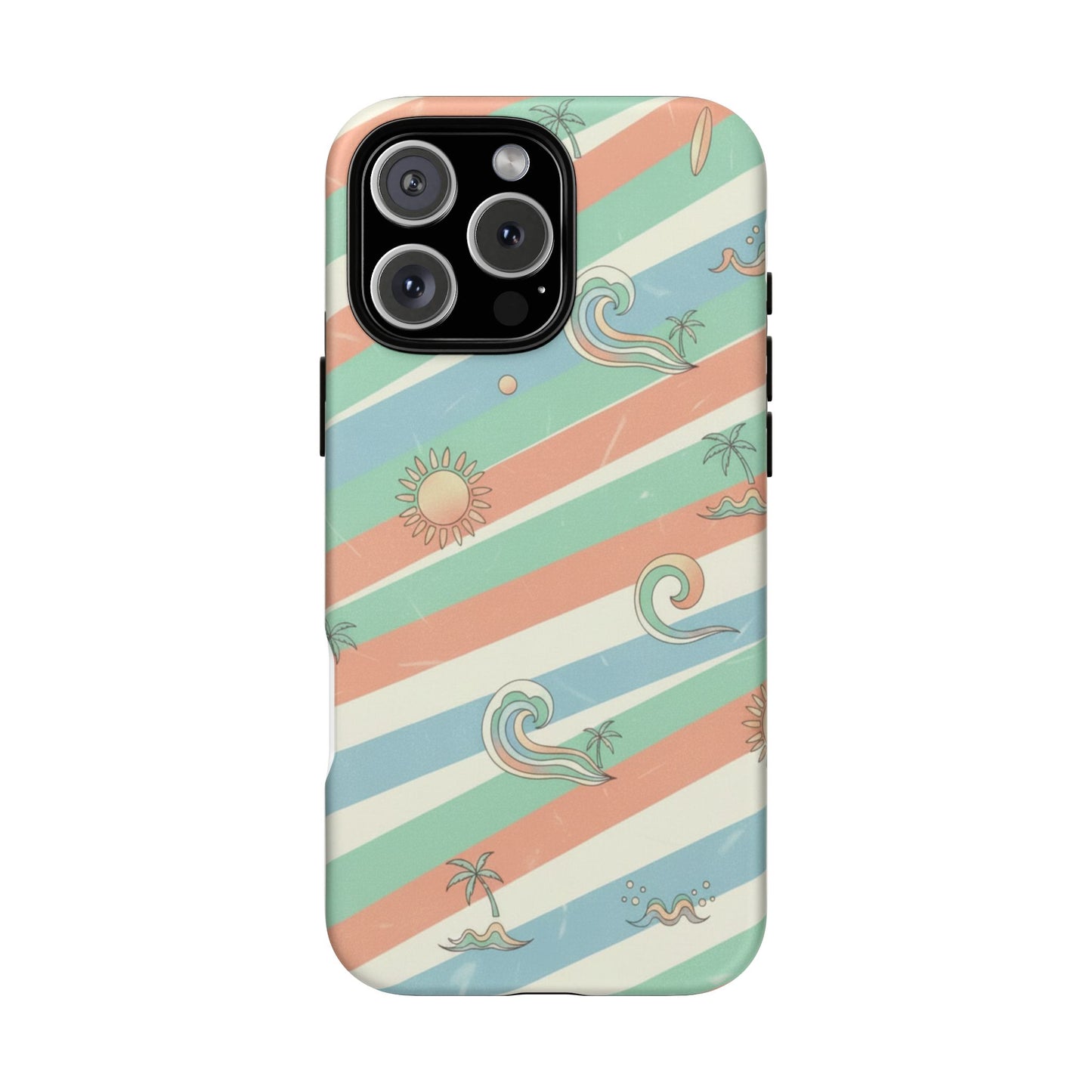 Surf Stripe Tough Phone Case — Retro Beach Waves Pattern