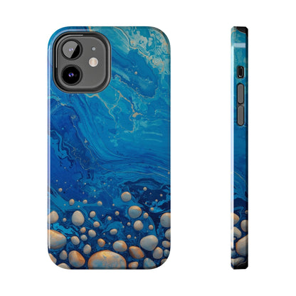 Blue Ocean Pebble Tough Phone Case — Protective Artistic Marble Design