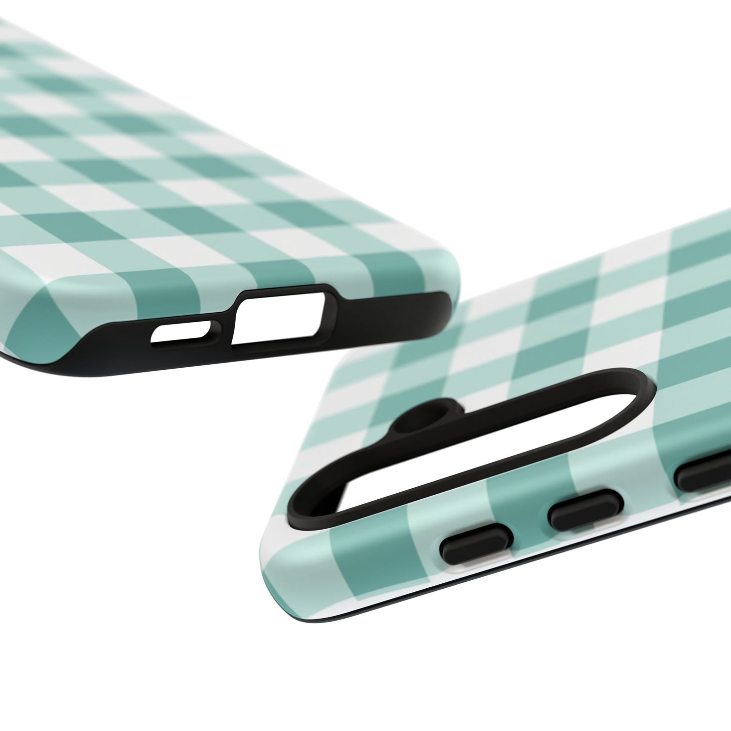 Mint Green Buffalo Check Tough Phone Case — Durable Plaid Protective Cover
