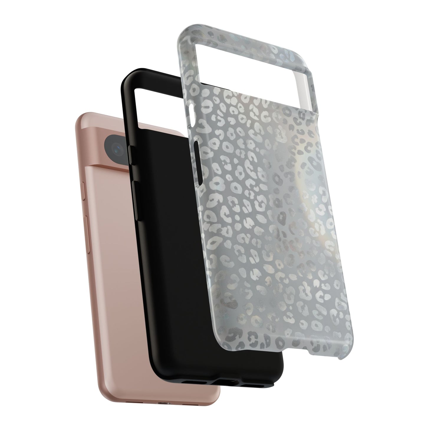 Grey Leopard Print Tough Phone Case — Durable Protective iPhone Cover