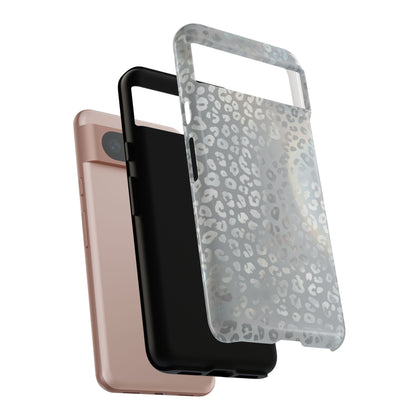 Grey Leopard Print Tough Phone Case — Durable Protective iPhone Cover