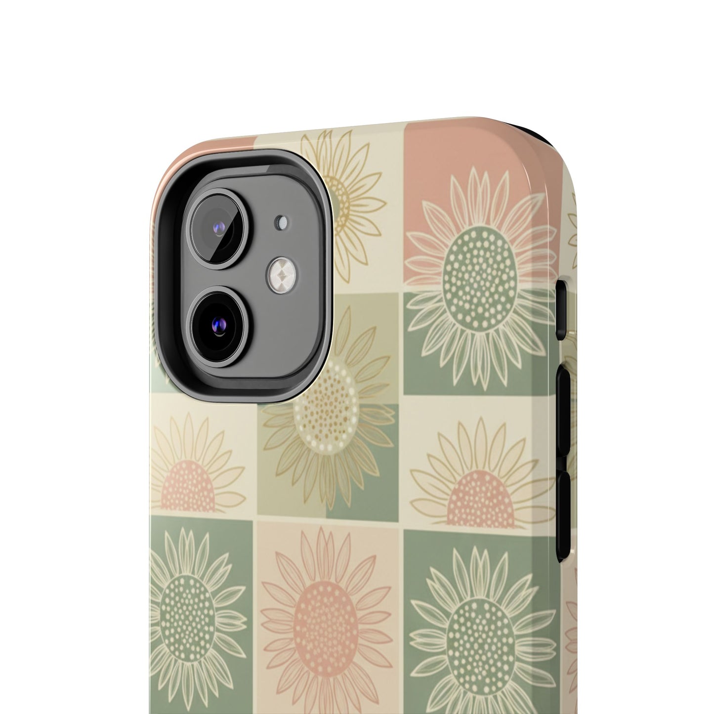 Copy of Copy of Sunflower Check iPhone Tough Phone Case — Retro Pastel Floral Protective Cover