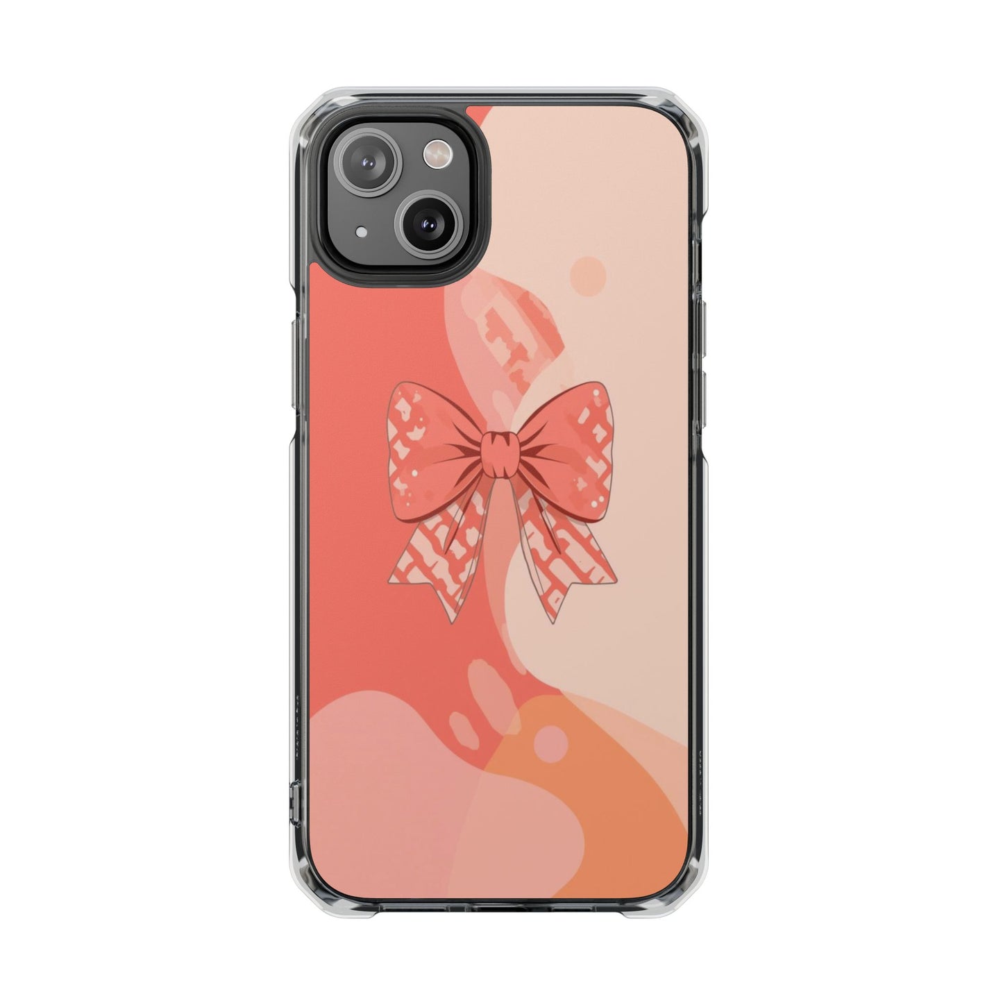 Clear Magnetic Phone Case — Pink Bow Design