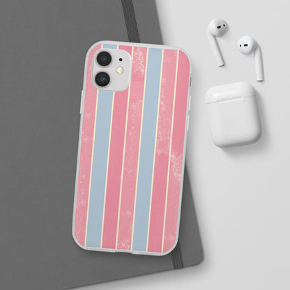 Striped Pink & Blue Phone Case — Retro Pastel Flexi Case