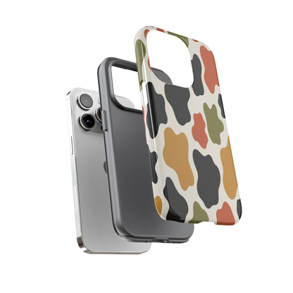 Camouflage Pattern Tough Phone Case – Retro Olive, Rust & Mustard Protective Cover