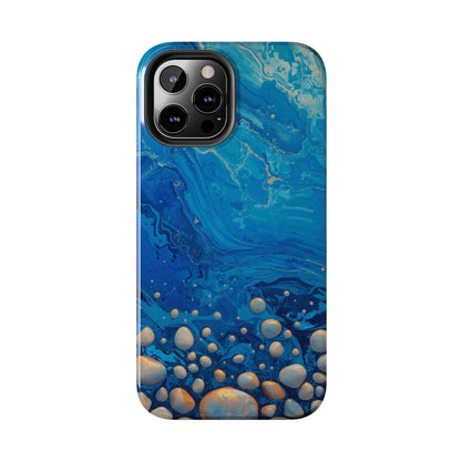 Blue Ocean Pebble Tough Phone Case — Protective Artistic Marble Design