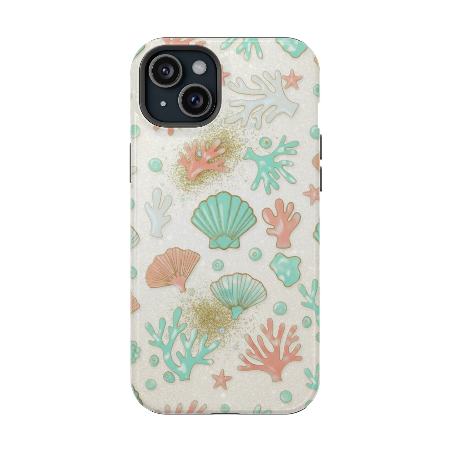 Sea Shells Magnetic Impact Phone Case — Pastel Coral & Teal Beach Design