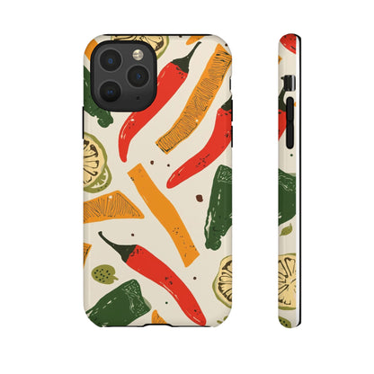 Spicy Peppers Phone Case – Colorful Chili, Lime & Citrus Pattern