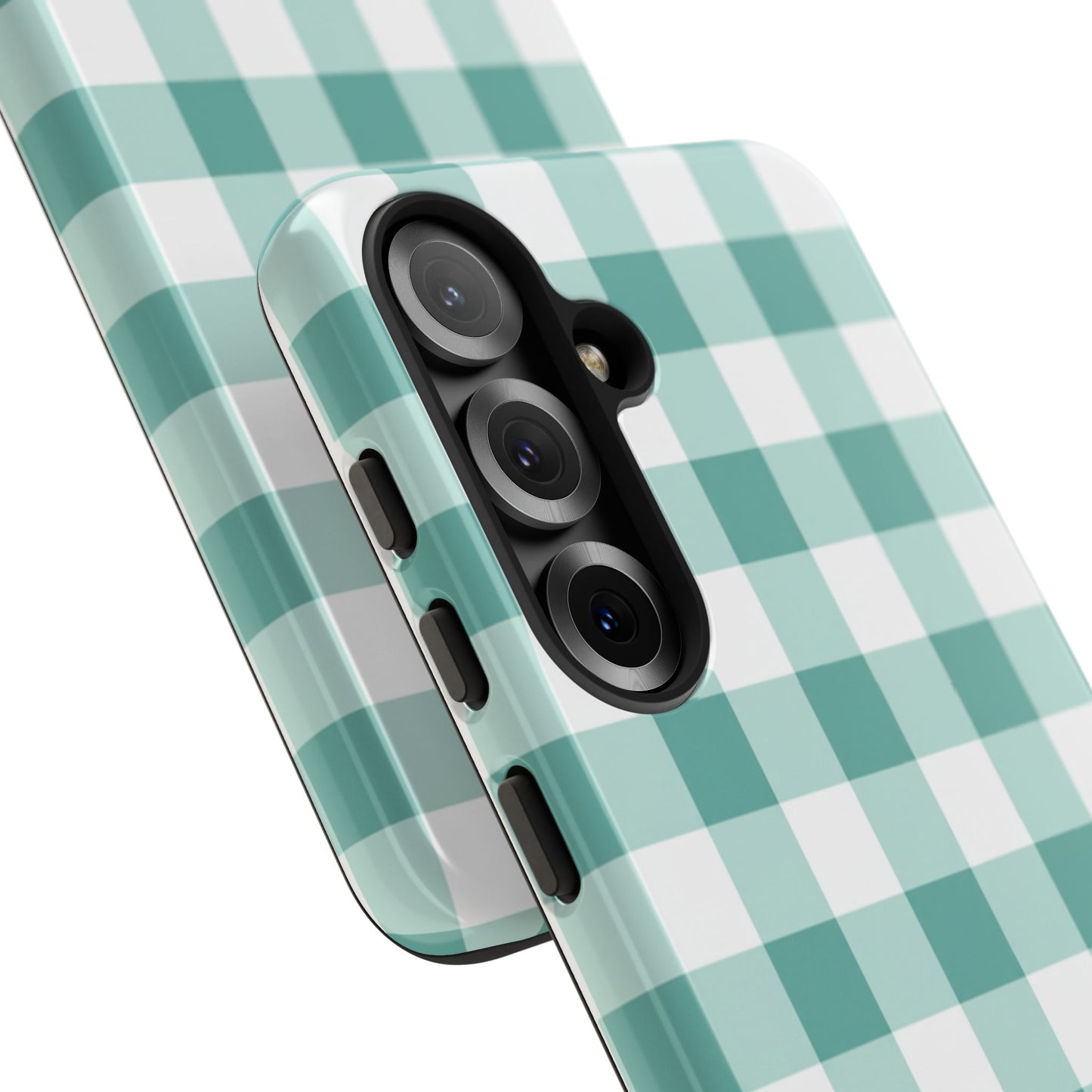 Mint Green Buffalo Check Tough Phone Case — Durable Plaid Protective Cover