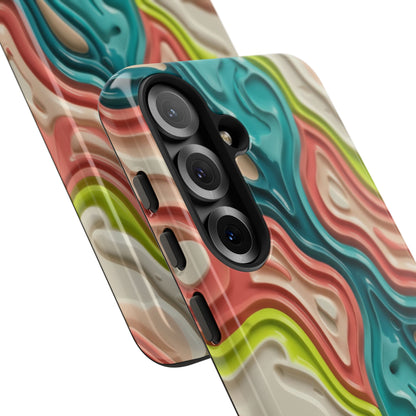 Abstract Contour Phone Case — Colorful Topographic Pattern Tough Case