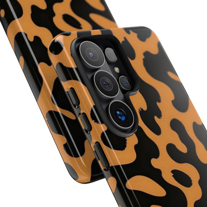 Leopard Print Phone Case — Orange & Black Tough Pattern Protective Cover