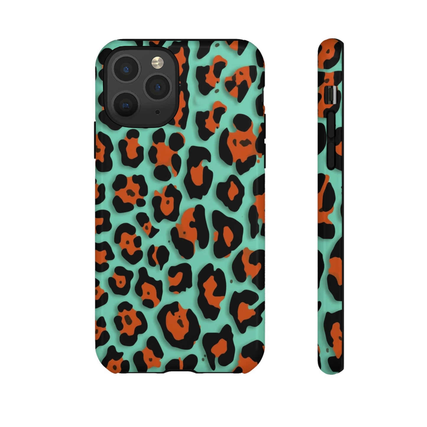 Teal & Rust Leopard Phone Case — Tough Protective Animal Print