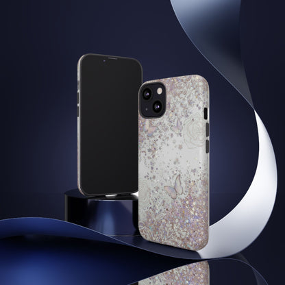 Butterfly Glitter Tough Phone Case — Floral Sparkle Protective Case