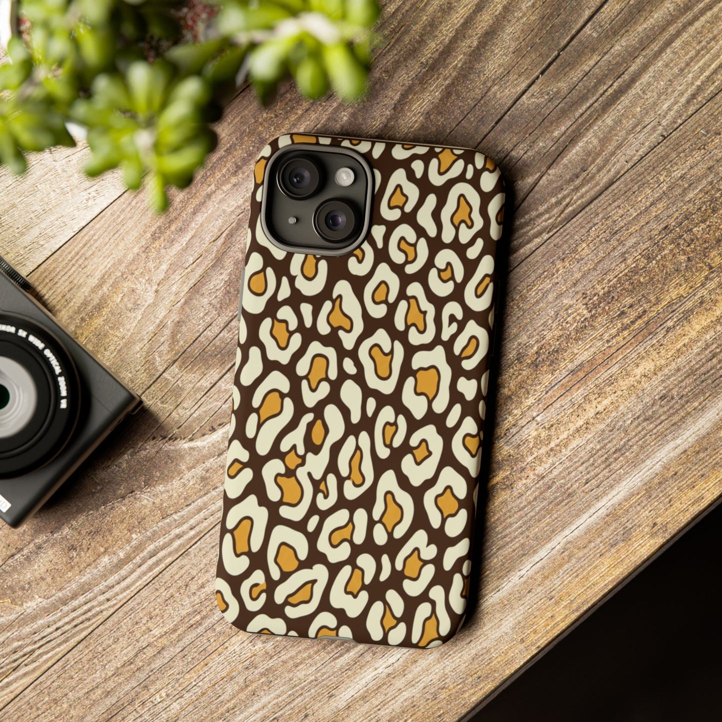 Leopard Print Tough Phone Case — Durable Protective iPhone Cover