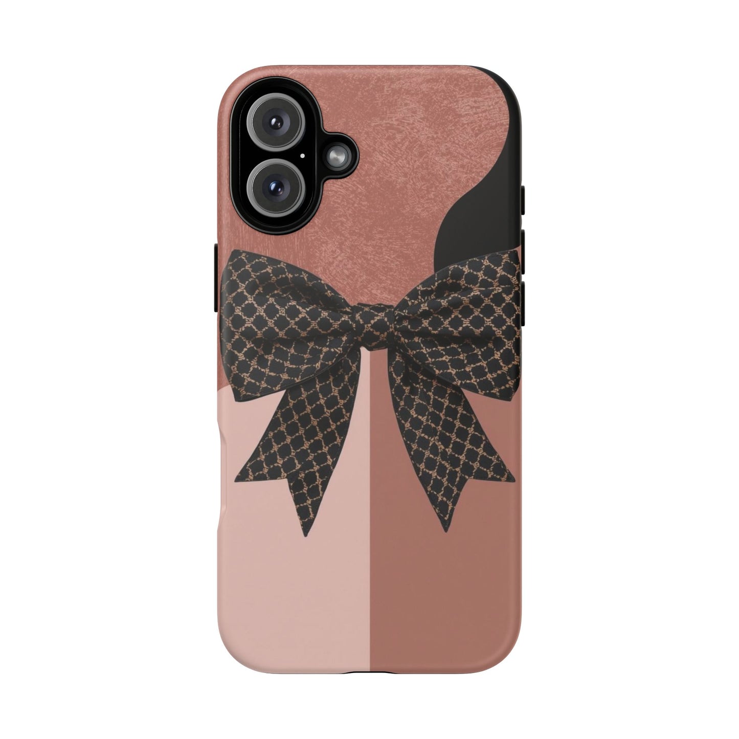 Bow Stripe Tough Phone Case – Pink Mauve Protective Cover