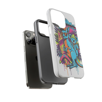 Kangaroo & Koala Surf Phone Case — Retro Neon Beach Art Tough Case