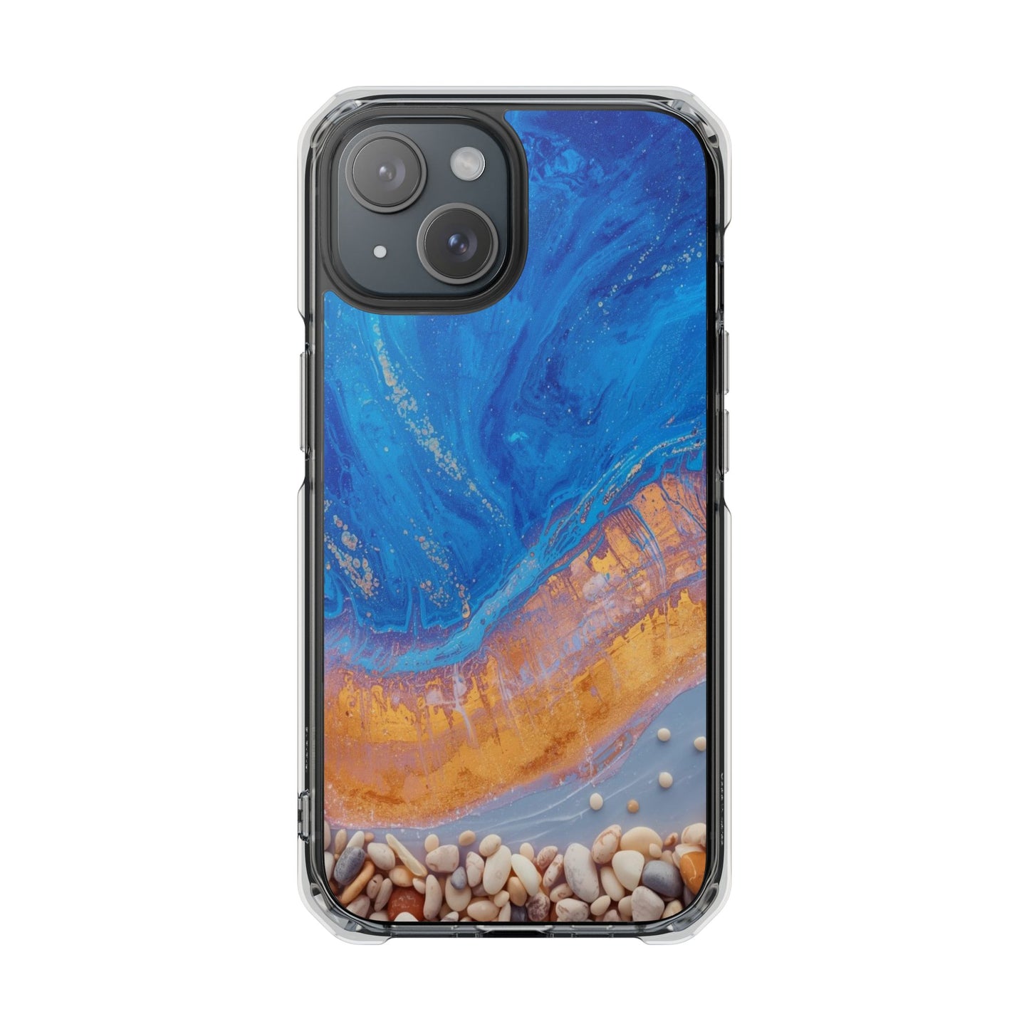 Clear Magnetic Impact Phone Case — Blue Ocean Resin & Pebble Design