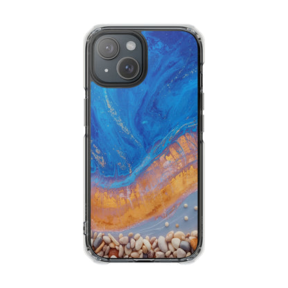 Clear Magnetic Impact Phone Case — Blue Ocean Resin & Pebble Design