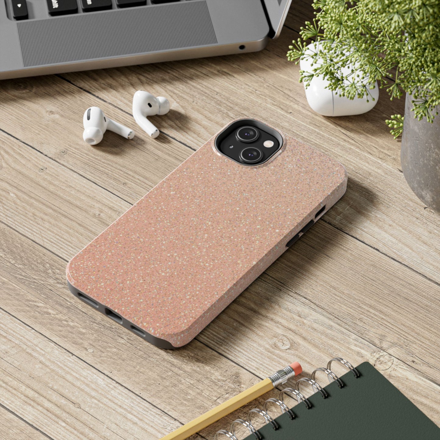 Glitter Rose Gold Tough Phone Case — Sparkling Protective iPhone Cover
