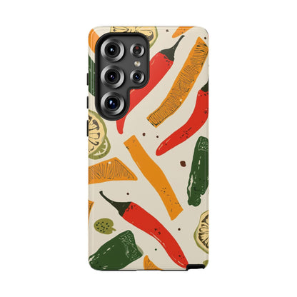 Spicy Peppers Phone Case – Colorful Chili, Lime & Citrus Pattern