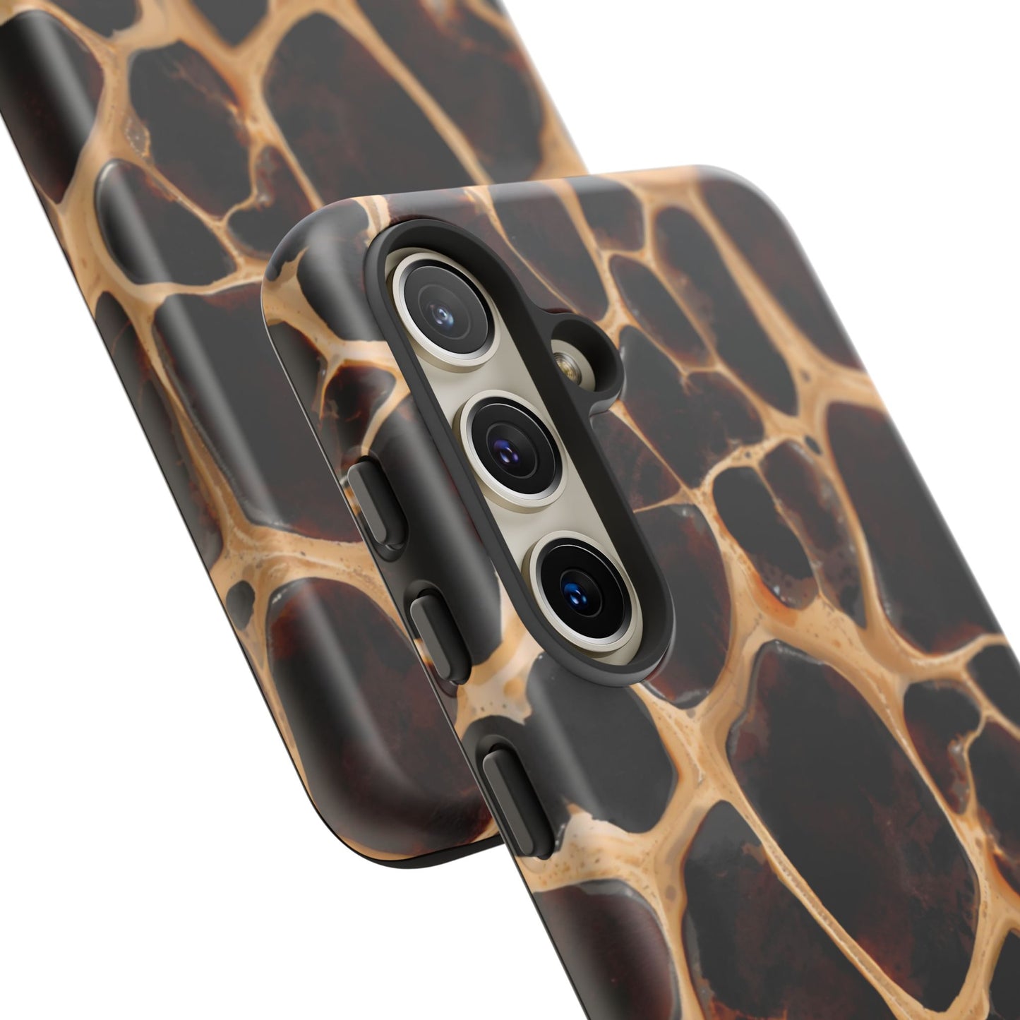 Phone Case — Brown Leather Dot Texture Rugged Protective Cover
