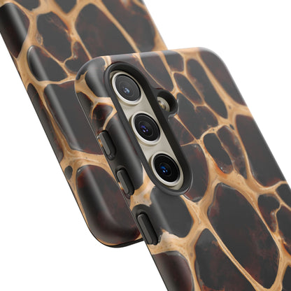 Phone Case — Brown Leather Dot Texture Rugged Protective Cover