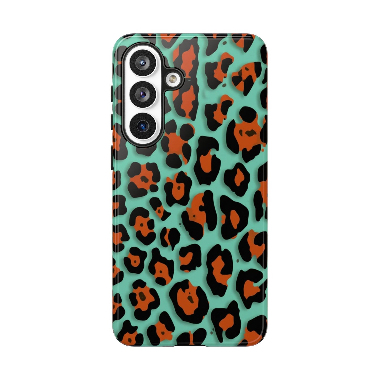 Teal & Rust Leopard Phone Case — Tough Protective Animal Print