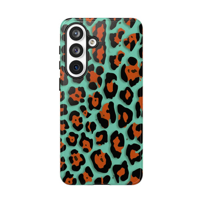 Teal & Rust Leopard Phone Case — Tough Protective Animal Print