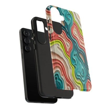 Abstract Contour Phone Case — Colorful Topographic Pattern Tough Case