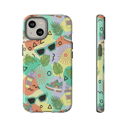 Tropical Summer Phone Case — Retro Sunglasses, Sneakers & Palm Pattern